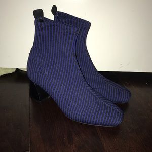 Blue and black striped Zara booties